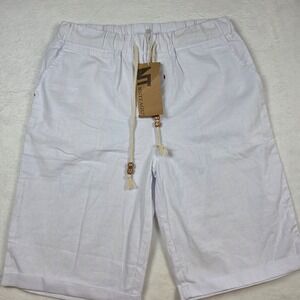 Nitagut Mens White Linen Blend Drawstring Shorts XS New With Tags Elastic Waist